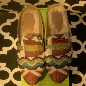 Multicolor Patterned Women's Slip On Mules